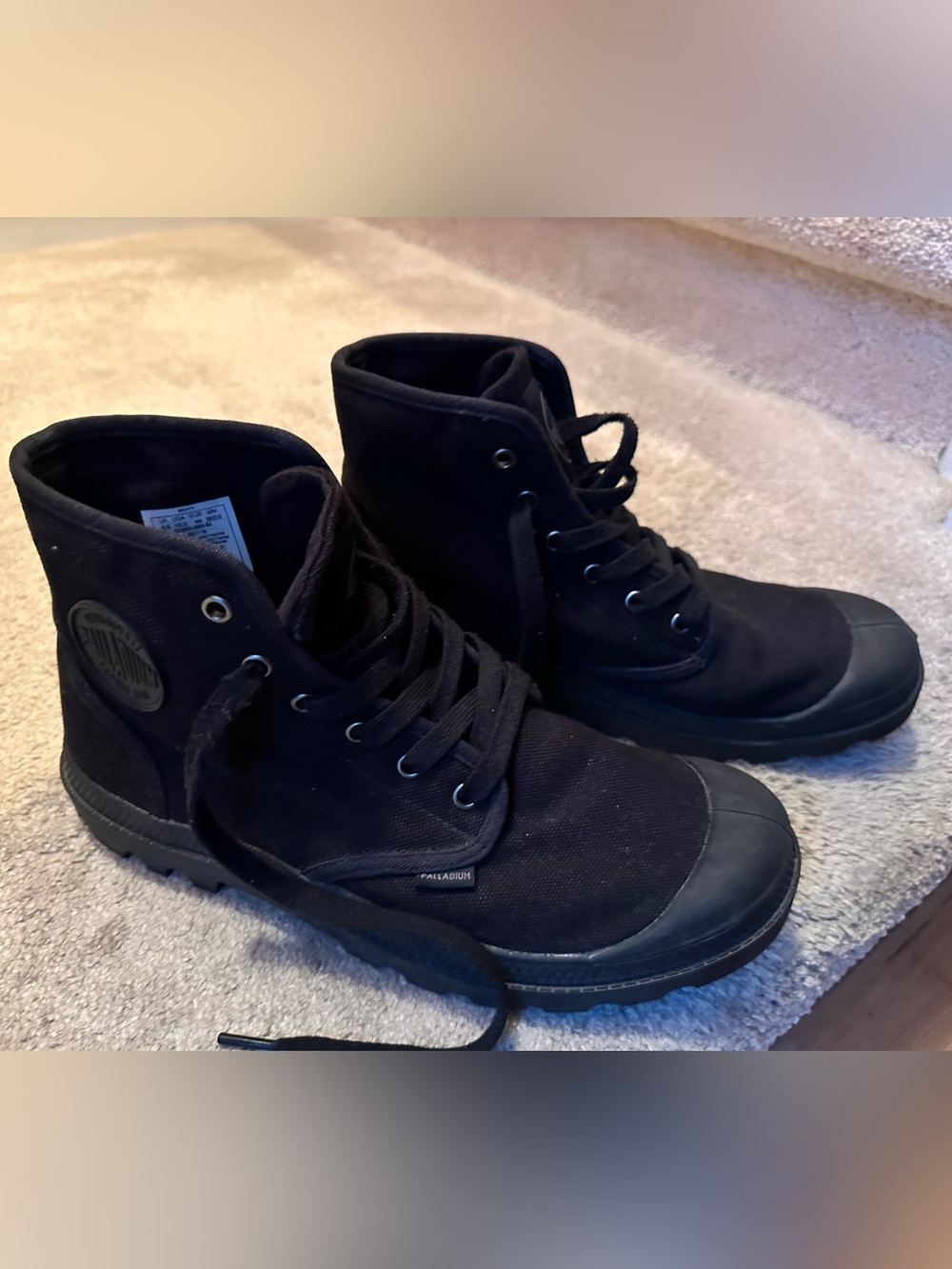 Palladium Black Canvas High-Top Lace-Up Boots